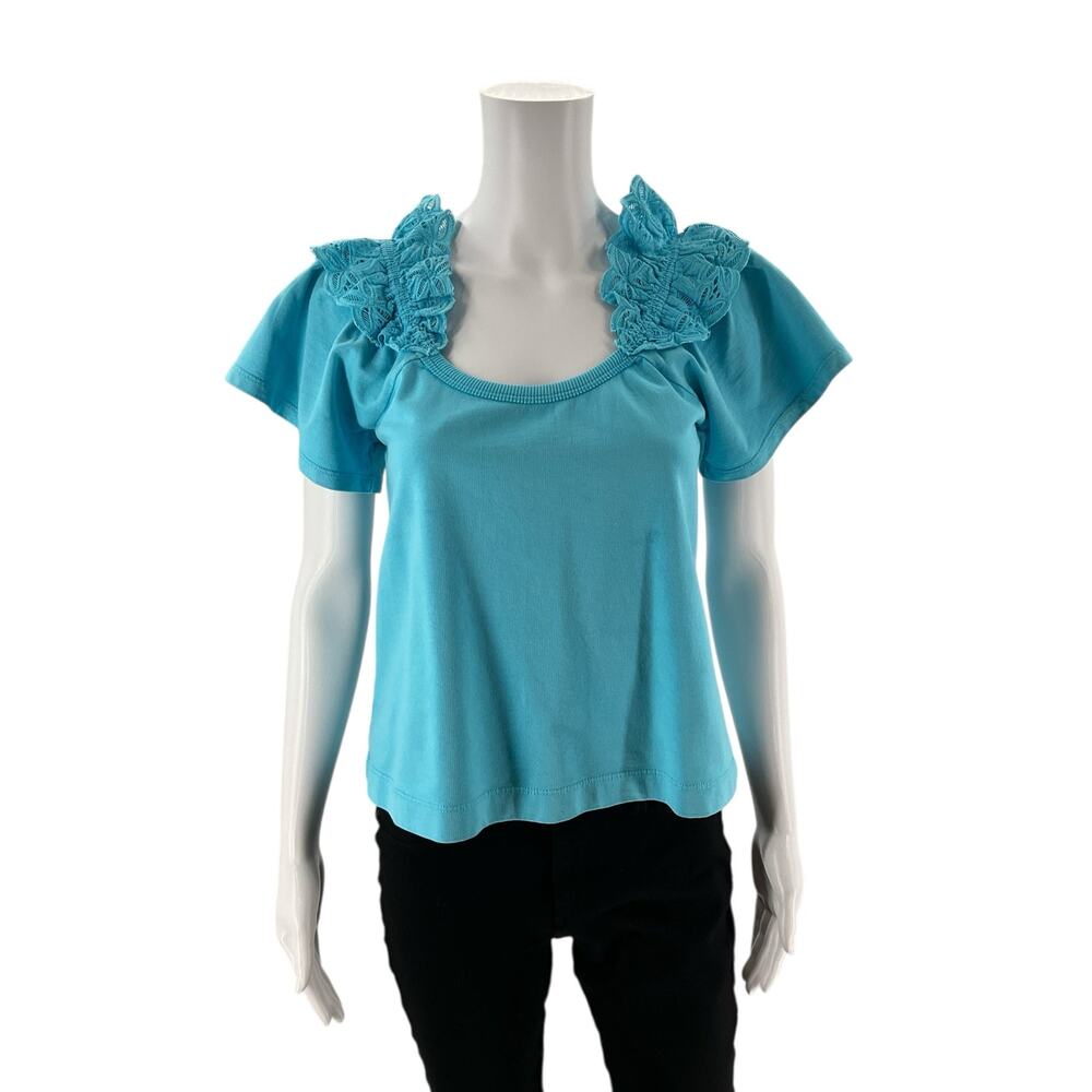 Pilcro - Turqoise Lace Pre-Owned Ladies Casual Top - Size XS